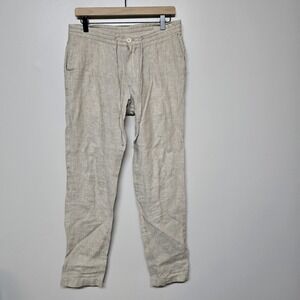 Loro Piana Men's 100% Linen Drawstring Lounge Pants Beige Italy Sz M Elastic